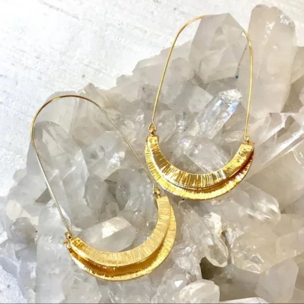 New! Anthropologie Gold Hoop Earrings - Picture 7 of 7